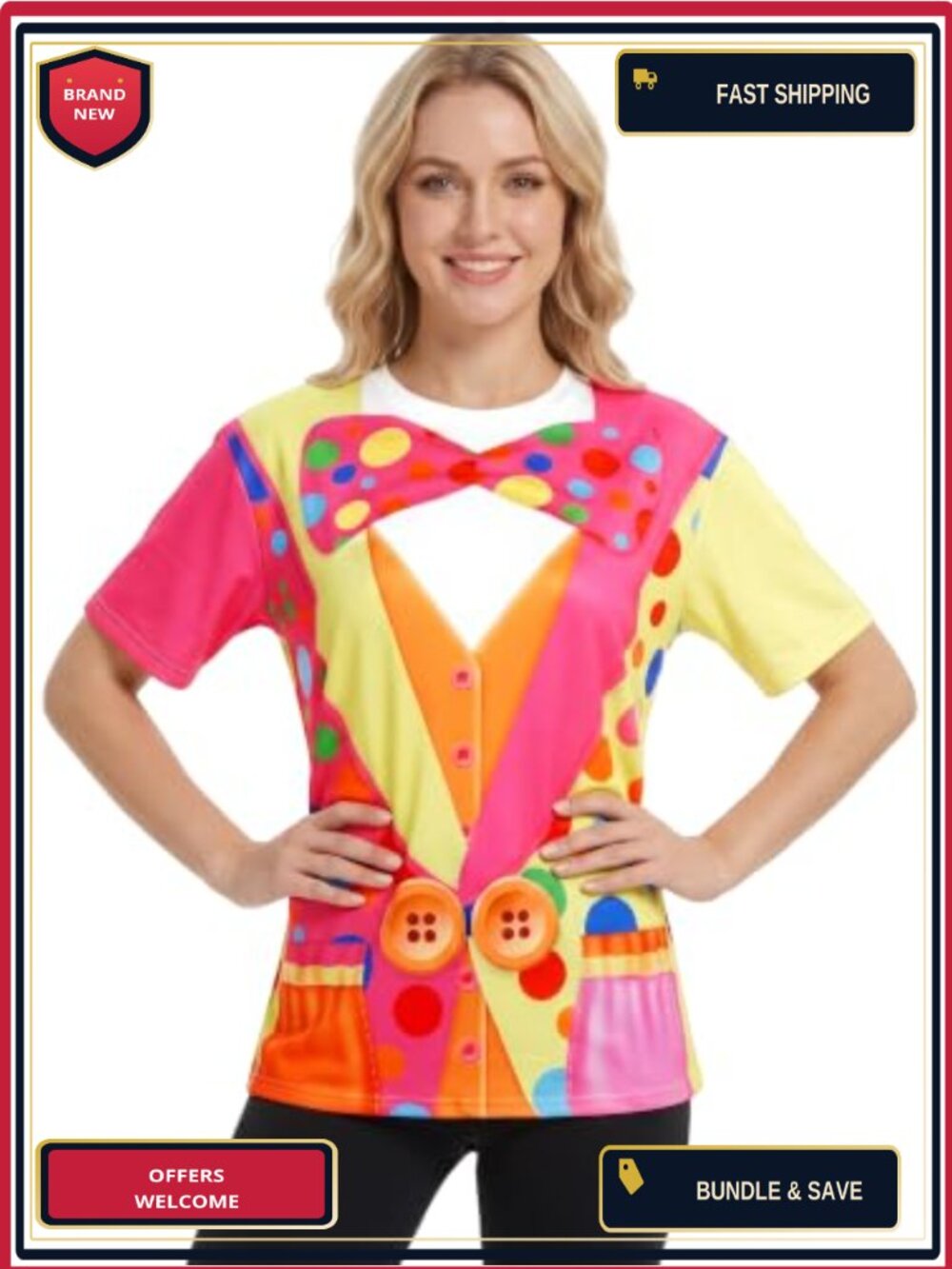 Funny Clown Graphic T-Shirt Short Sleeve Crewneck Novelty Tee